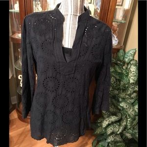 EUC navy top with satin strap cami